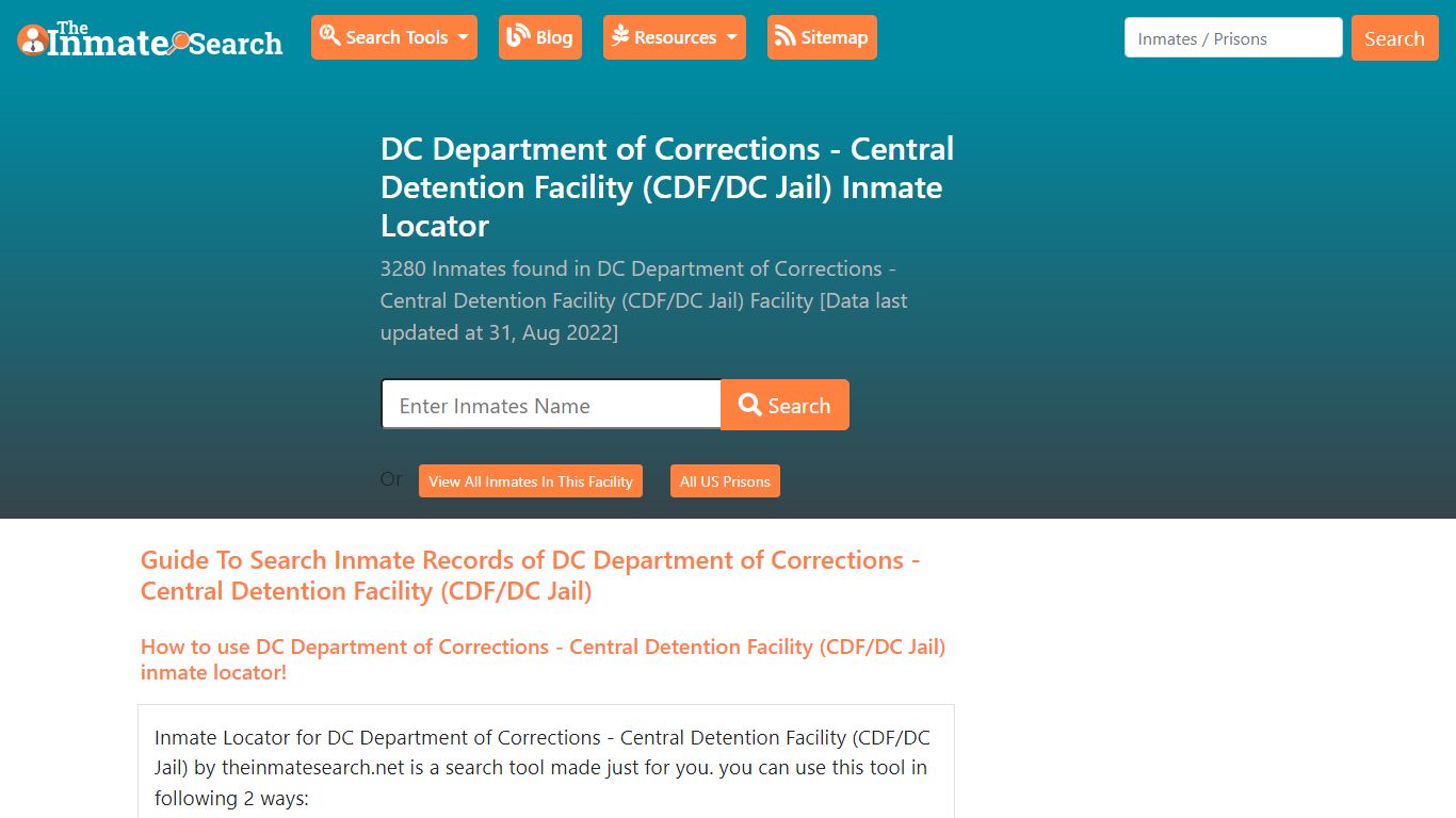 DC Department of Corrections - Central Detention Facility (CDF/DC Jail ...
